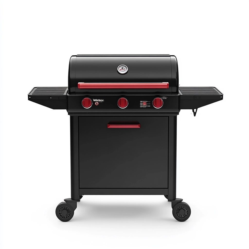 Barbecue a Gas Rettangolare Metallo Nero/Rosso-Civerto