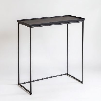 Tavolo Rettangolare Metallo Nero 80x30x75cm Arredo Moderno-Civerto