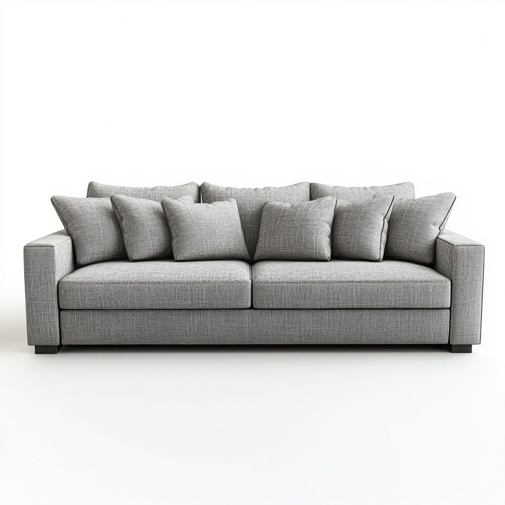 Divano Grigio Rettangolare Tessuto Poliestere Tre Posti-Civerto