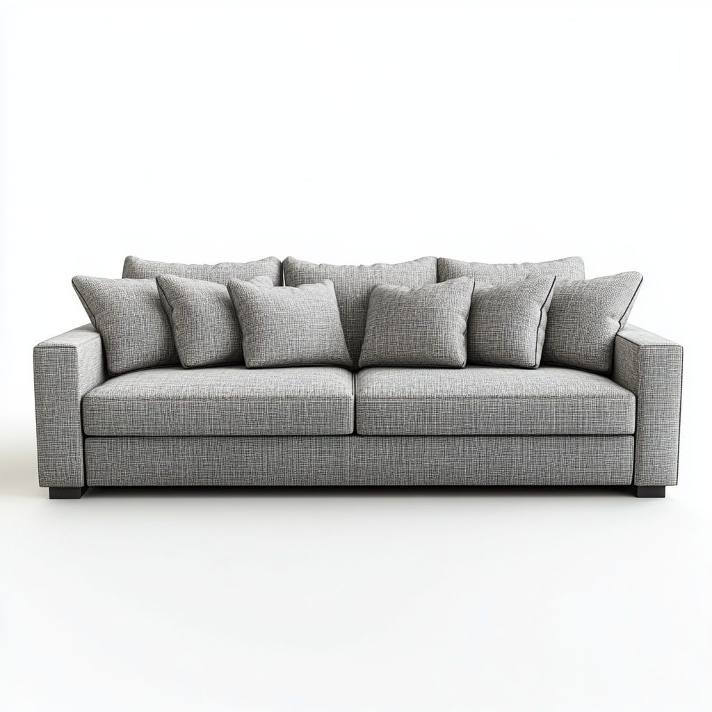 Divano Grigio Rettangolare Tessuto Poliestere Tre Posti-Civerto