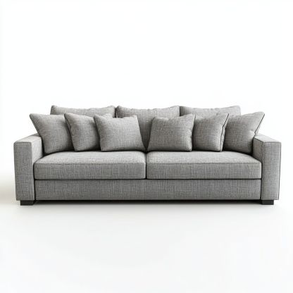 Divano Grigio Rettangolare Tessuto Poliestere Tre Posti-Civerto