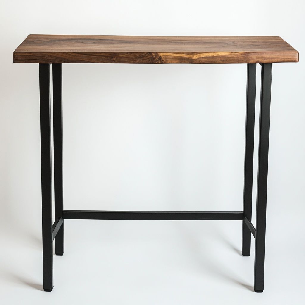 Tavolo Consolle Noce Scuro/Metallo Rettangolare 100x40x105cm-Civerto