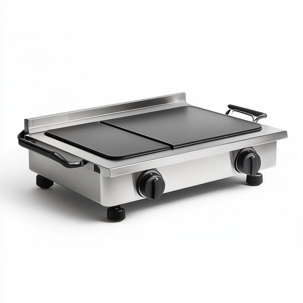 Piastra elettrica per griglia in acciaio inox superficie liscia regolazione temperatura argento/nero-Civerto