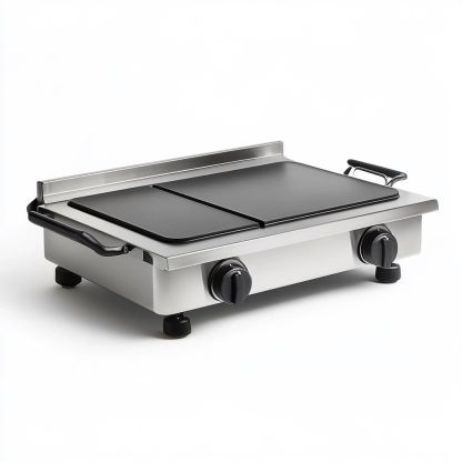 Piastra elettrica per griglia in acciaio inox superficie liscia regolazione temperatura argento/nero-Civerto