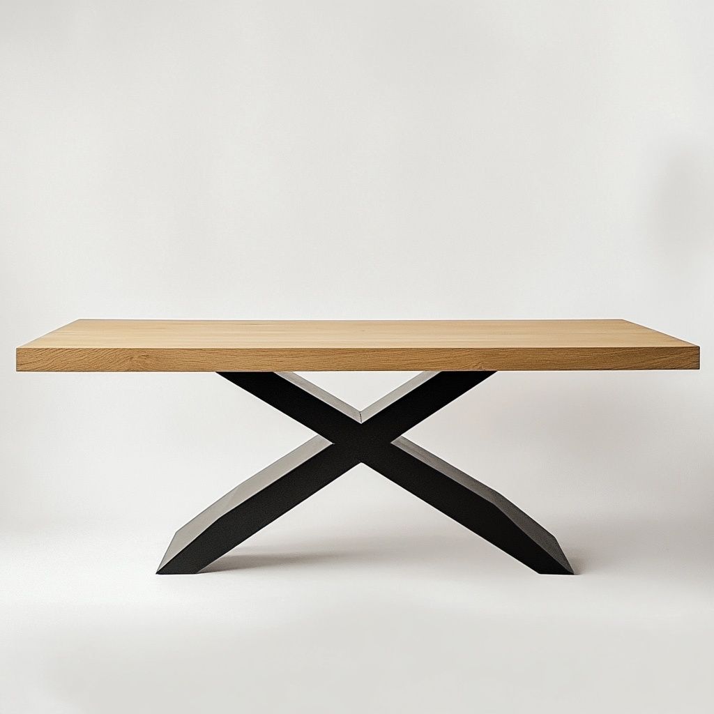 Tavolo Rettangolare 180x90 cm Legno di Quercia e Metallo Nero-Civerto