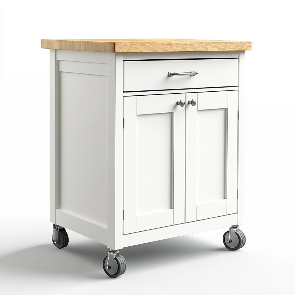 Carrello da Cucina Bianco MDF/Legno a Due Ante con Cassetto 60x40x90cm-Civerto