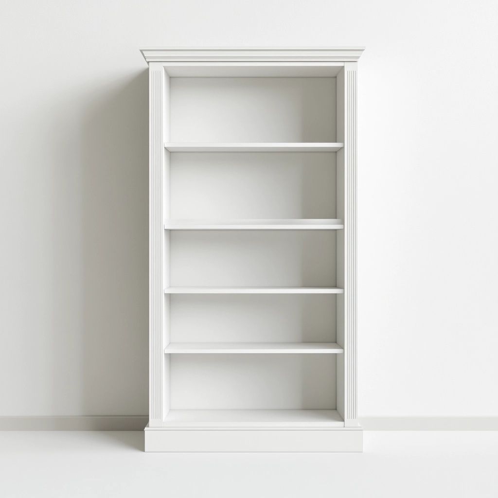 Libreria rettangolare scaffale legno bianco 5 ripiani-Civerto