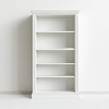 Libreria rettangolare scaffale legno bianco 5 ripiani-Civerto