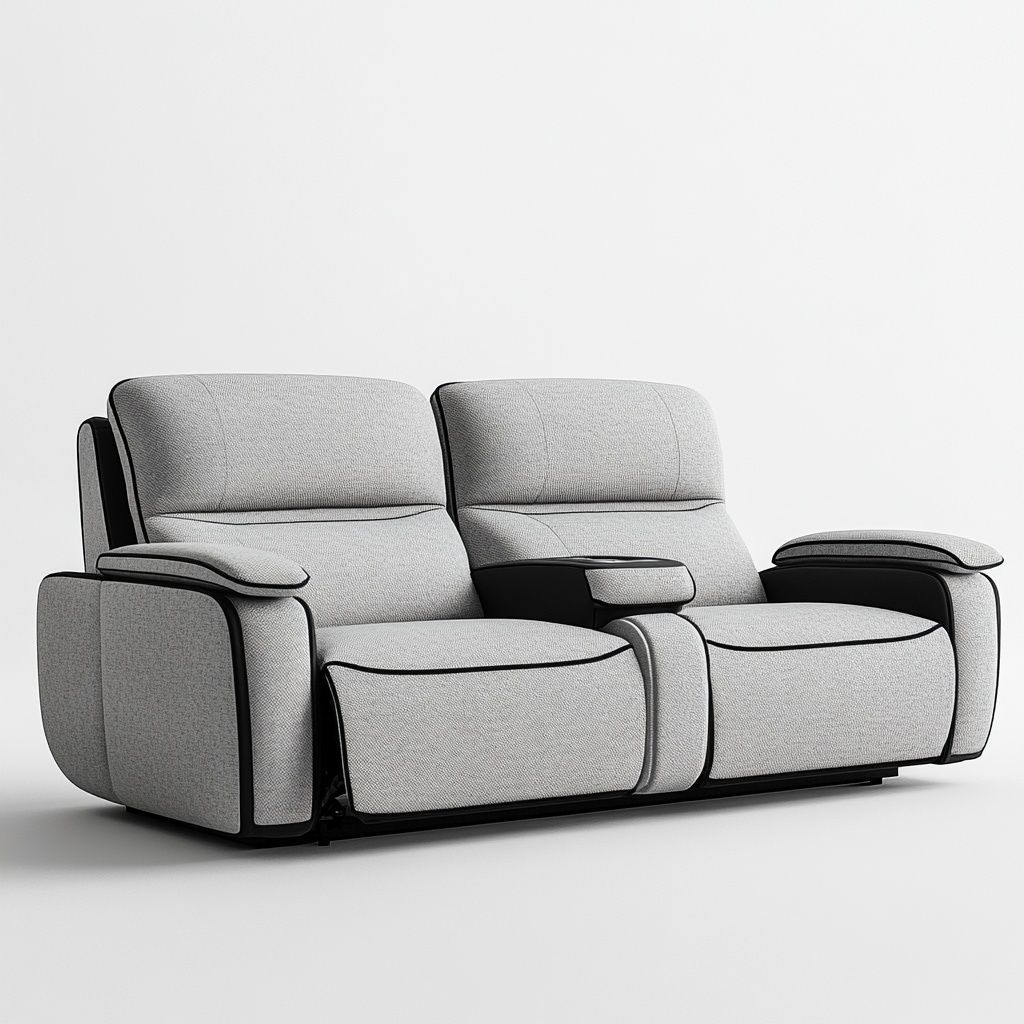 Divano Due Posti Reclinabile Tessuto Grigio/Poliestere 180x95x100 cm-Civerto