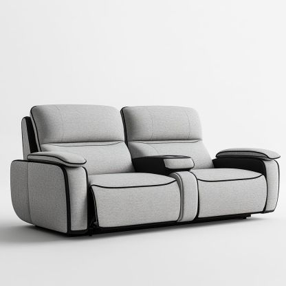 Divano Due Posti Reclinabile Tessuto Grigio/Poliestere 180x95x100 cm-Civerto