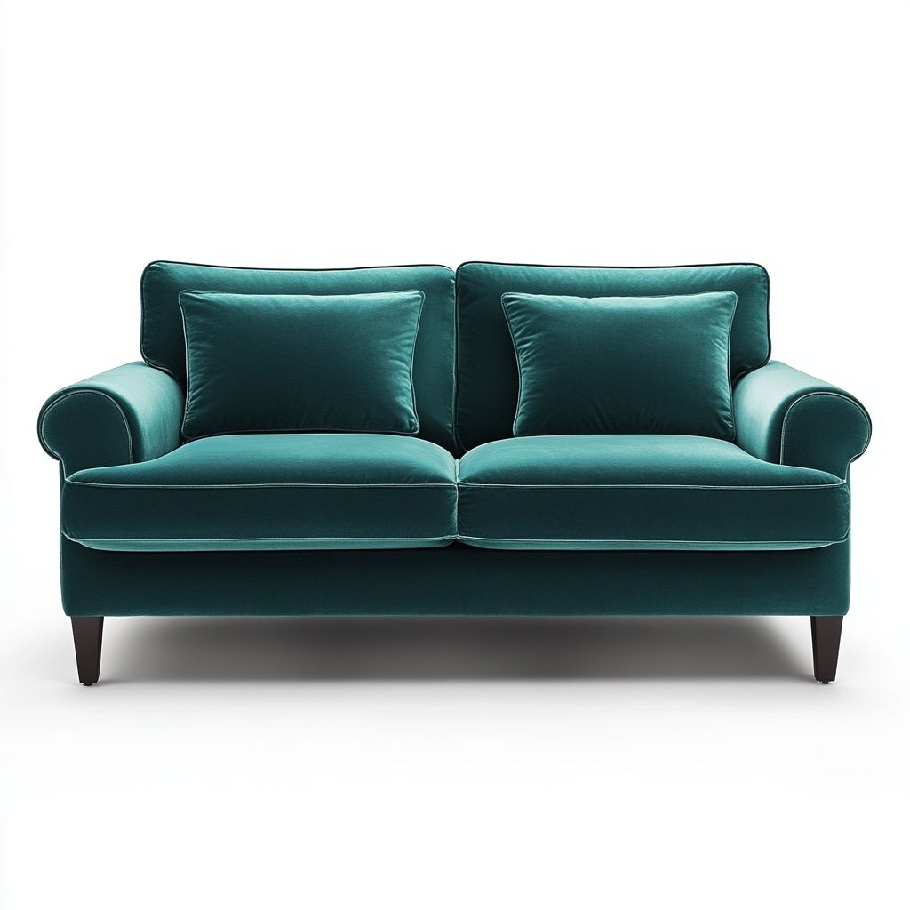 Divano a 2 posti verde velluto struttura in legno rettangolare-Civerto