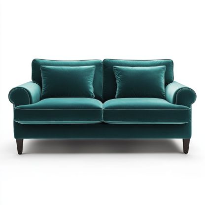 Divano a 2 posti verde velluto struttura in legno rettangolare-Civerto