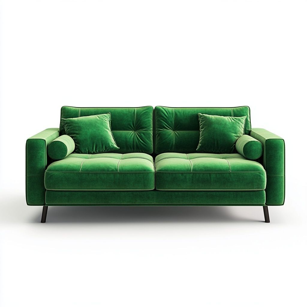 Divano 2 Posti Rettangolare Velluto Verde 200x90x80 cm-Civerto