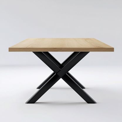 Tavolo Rettangolare in Legno di Rovere e Metallo Nero 150x90 cm-Civerto