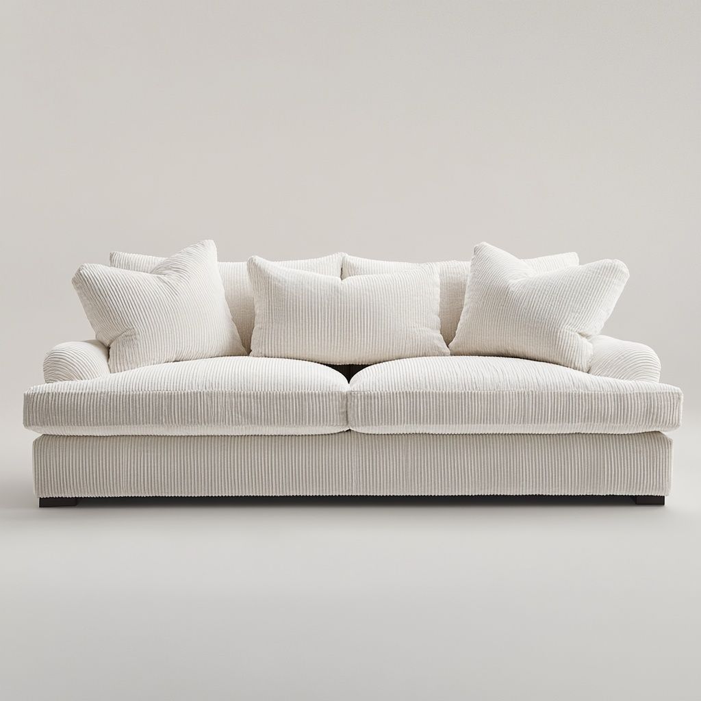 Divano rettangolare tre posti velluto a coste bianco-Civerto