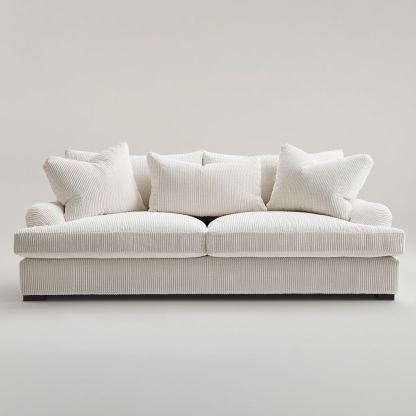 Divano rettangolare tre posti velluto a coste bianco-Civerto
