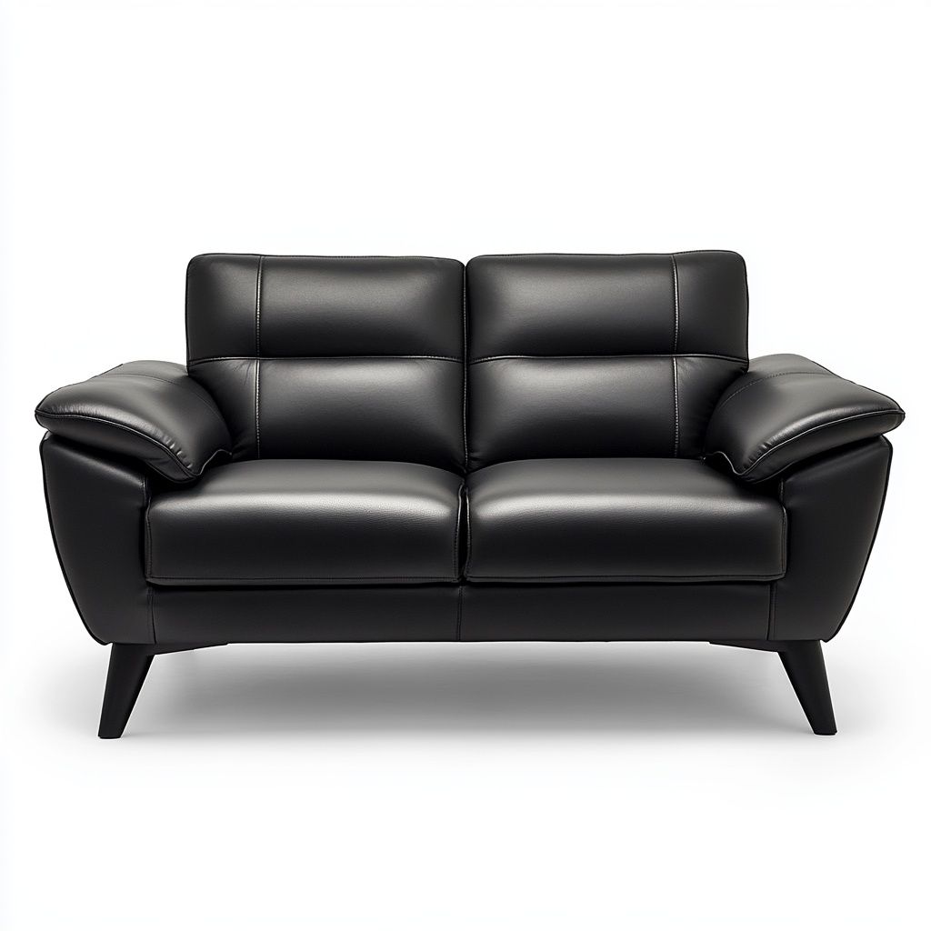 Divano 2 posti Nero Pelle Sintetica Stile Moderno 150x85x85 cm-Civerto