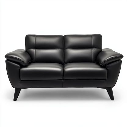 Divano 2 posti Nero Pelle Sintetica Stile Moderno 150x85x85 cm-Civerto