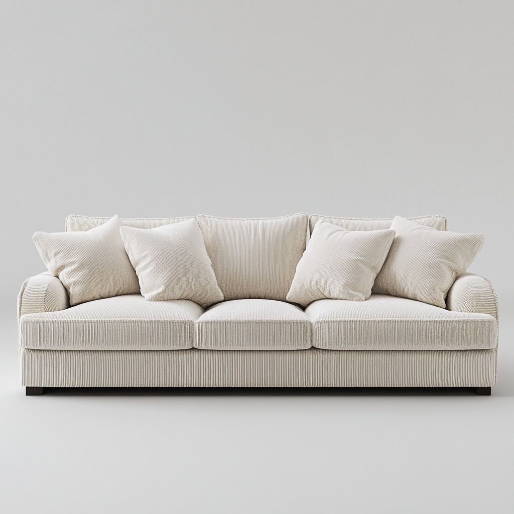 Divano 3 posti in tessuto vellutato crema-Civerto