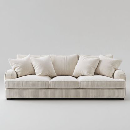 Divano 3 posti in tessuto vellutato crema-Civerto