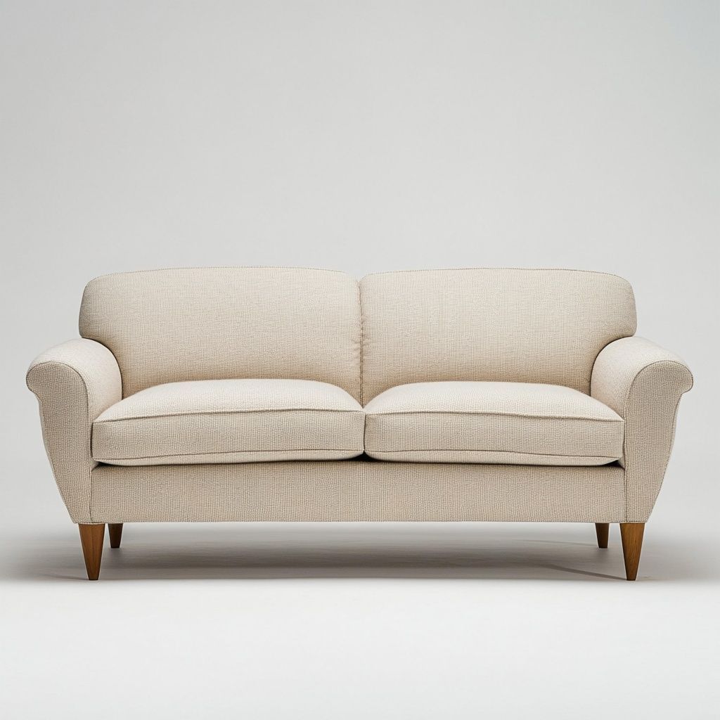 Divano Beige Tessuto Poliestere Moderno 2 Posti Legno Rettangolare-Civerto