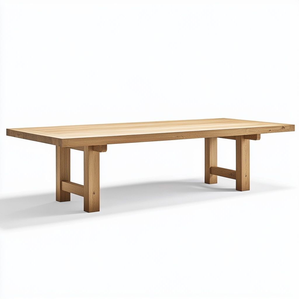 Tavolo rettangolare in legno massello naturale struttura robusta 200x100 cm-Civerto