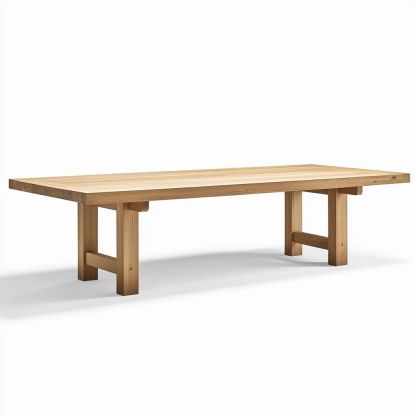 Tavolo rettangolare in legno massello naturale struttura robusta 200x100 cm-Civerto