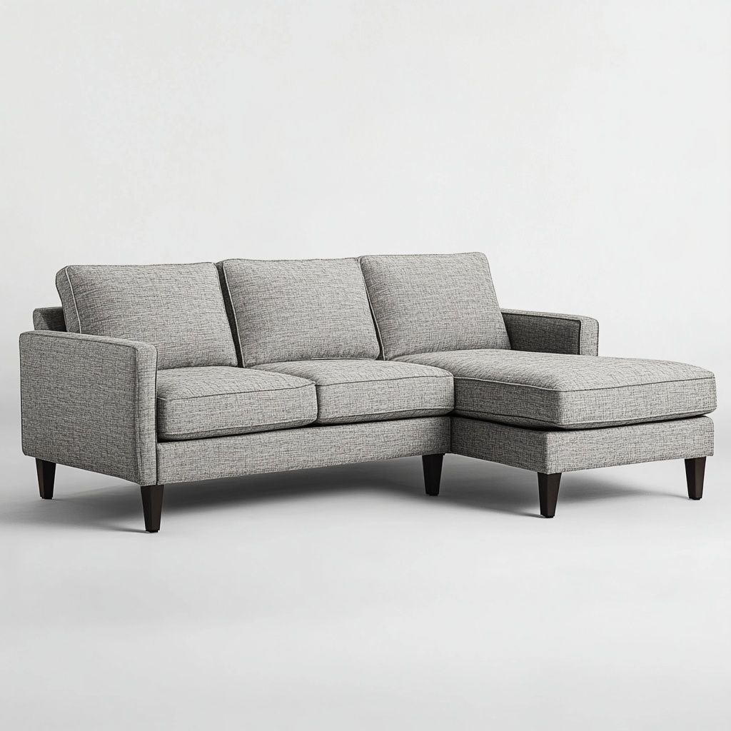 Divano ad Angolo in Tessuto Grigio 3 Posti Moderno-Civerto