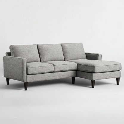 Divano ad Angolo in Tessuto Grigio 3 Posti Moderno-Civerto