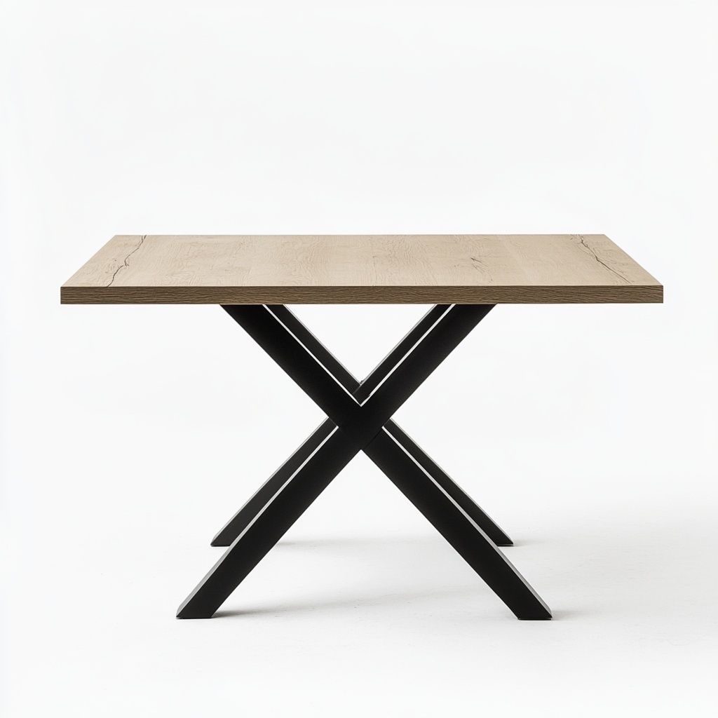 Tavolo Rettangolare Legno Rovere/Metallo Nero 140x80 cm-Civerto