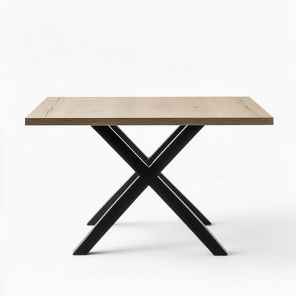 Tavolo Rettangolare Legno Rovere/Metallo Nero 140x80 cm-Civerto