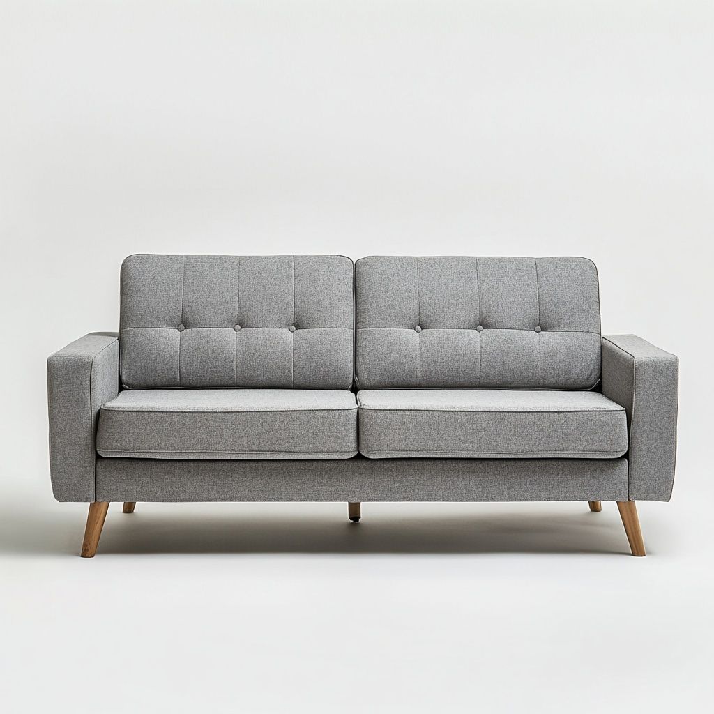 Divano due posti 200x80x85 cm tessuto poliestere grigio chiaro struttura legno imbottito-Civerto