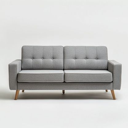 Divano due posti 200x80x85 cm tessuto poliestere grigio chiaro struttura legno imbottito-Civerto