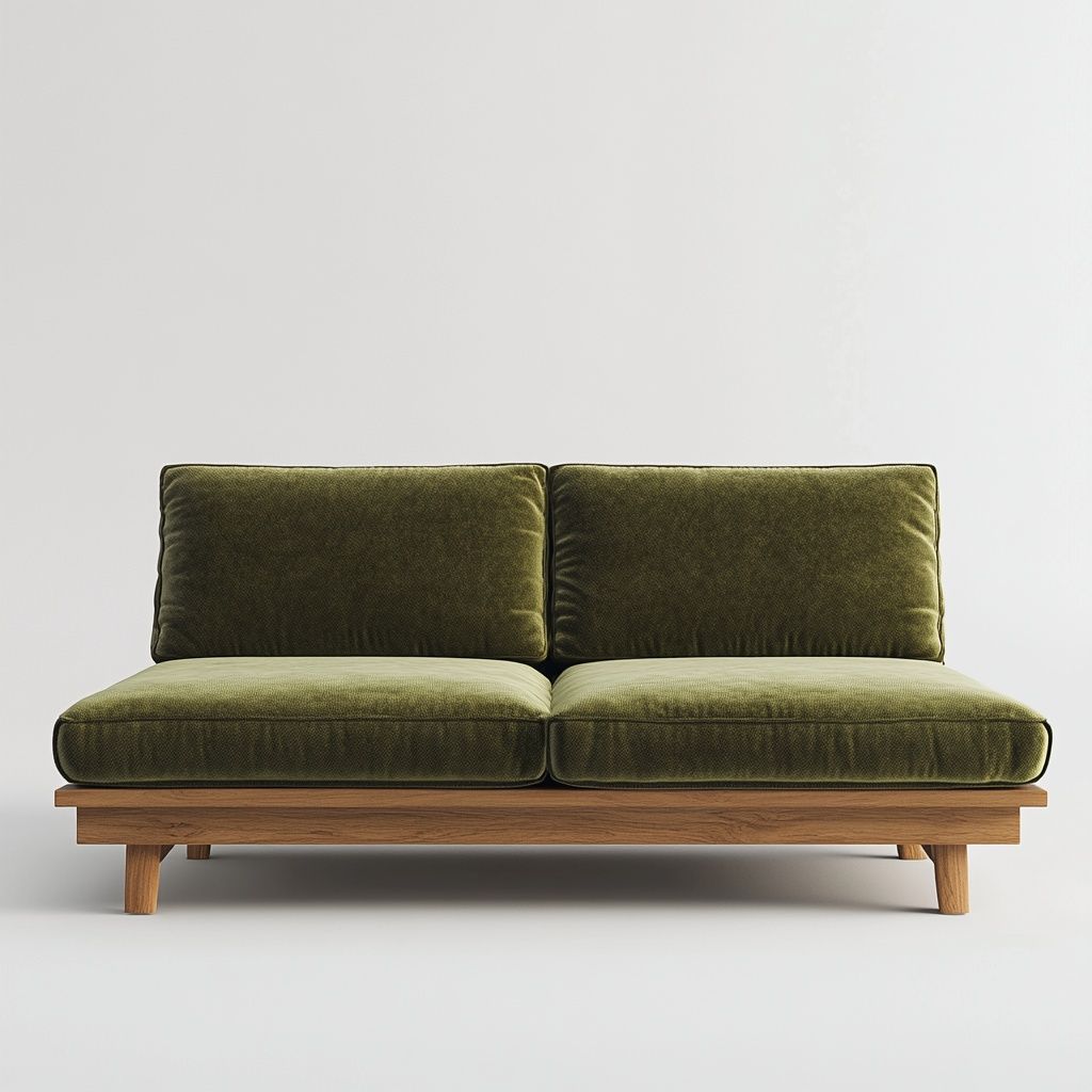 Divano Verde Velluto Struttura Legno Rettangolare-Civerto