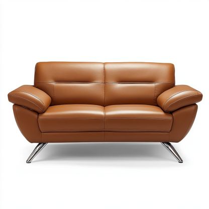 Divano Due Posti Marrone Pelle Sintetica Moderno 150x85x80cm-Civerto