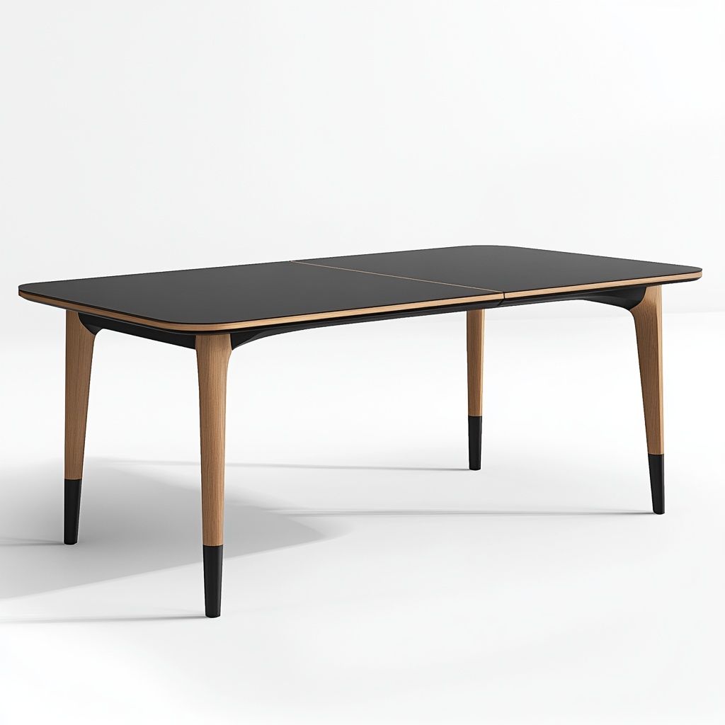 Tavolo Rettangolare Nero Rovere MDF Metallo-Civerto