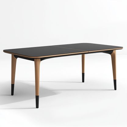 Tavolo Rettangolare Nero Rovere MDF Metallo-Civerto