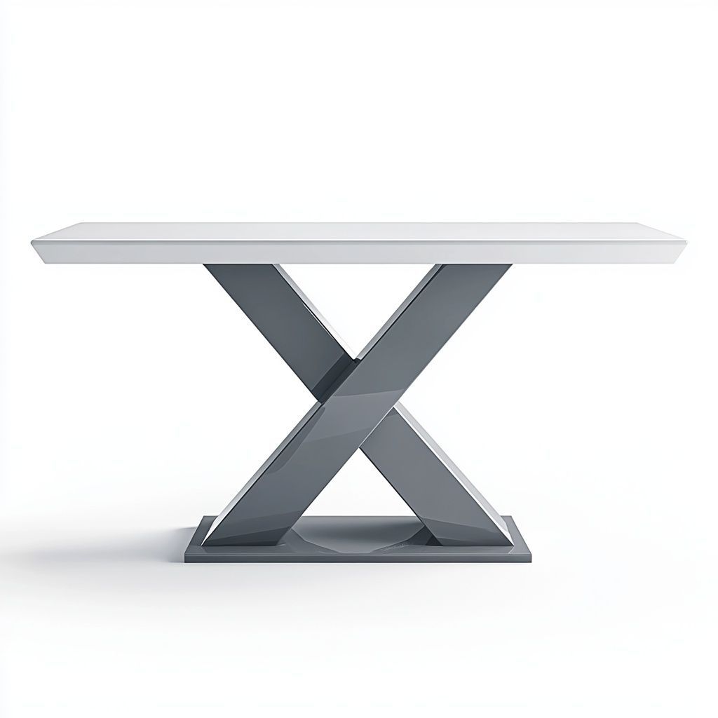 Tavolo Consolle Rettangolare in Metallo Verniciato e MDF 120x40x75cm Bianco/Grigio-Civerto