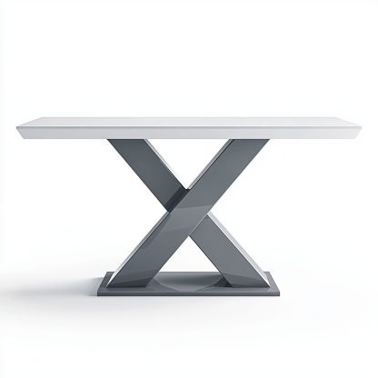 Tavolo Consolle Rettangolare in Metallo Verniciato e MDF 120x40x75cm Bianco/Grigio-Civerto