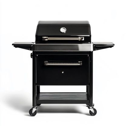 Griglia a Carbone con Coperchio Acciaio Inossidabile 120x60 cm Nero-Civerto