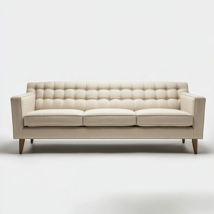 Divano rettangolare 3 posti 220 cm tessuto beige trapuntato-Civerto