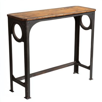 Tavolo Consolle Rettangolare 120x40x100 cm Legno Ferro Industriale Nero/Marrone-Civerto