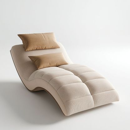 Chaise Longue Curva Beige Tessuto Imbottito 180x70x85 cm-Civerto