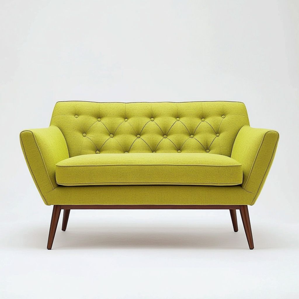 Divano 2 posti rettangolare imbottito tessuto verde 150x90x80 cm-Civerto