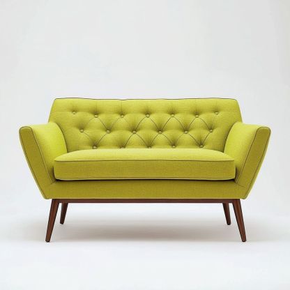 Divano 2 posti rettangolare imbottito tessuto verde 150x90x80 cm-Civerto