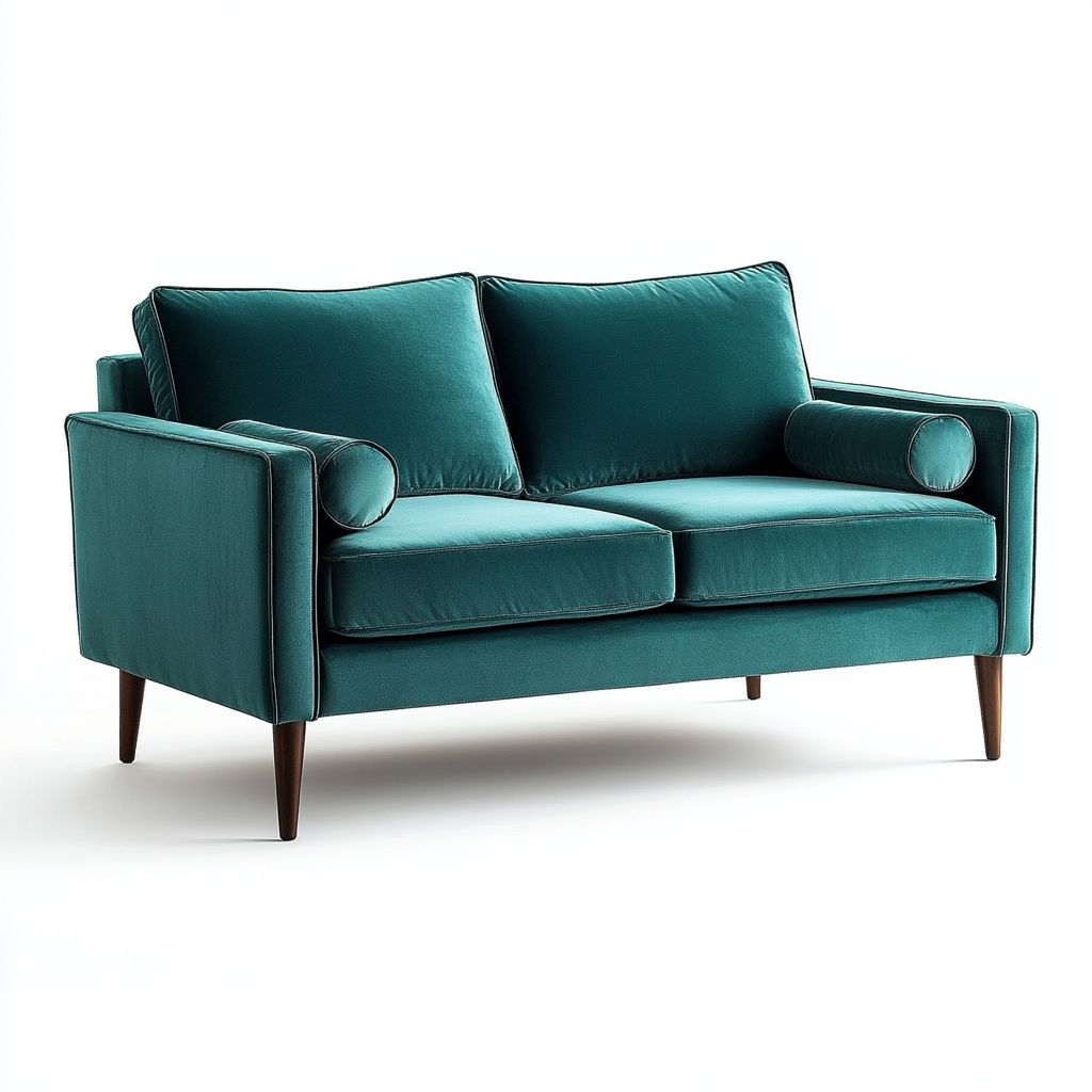 Divano in velluto struttura legno imbottitura soffice 200x90x85cm verde due posti-Civerto