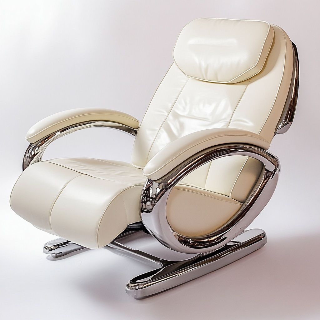 Poltrona Crema Pelle Sintetica Cromato Moderna 90x100x80 cm-Civerto