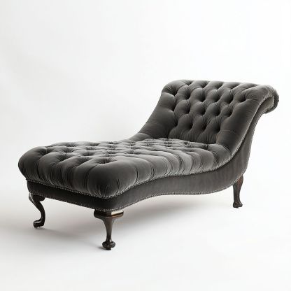 Chaise Longue Trapuntata Velluto Grigia-Civerto