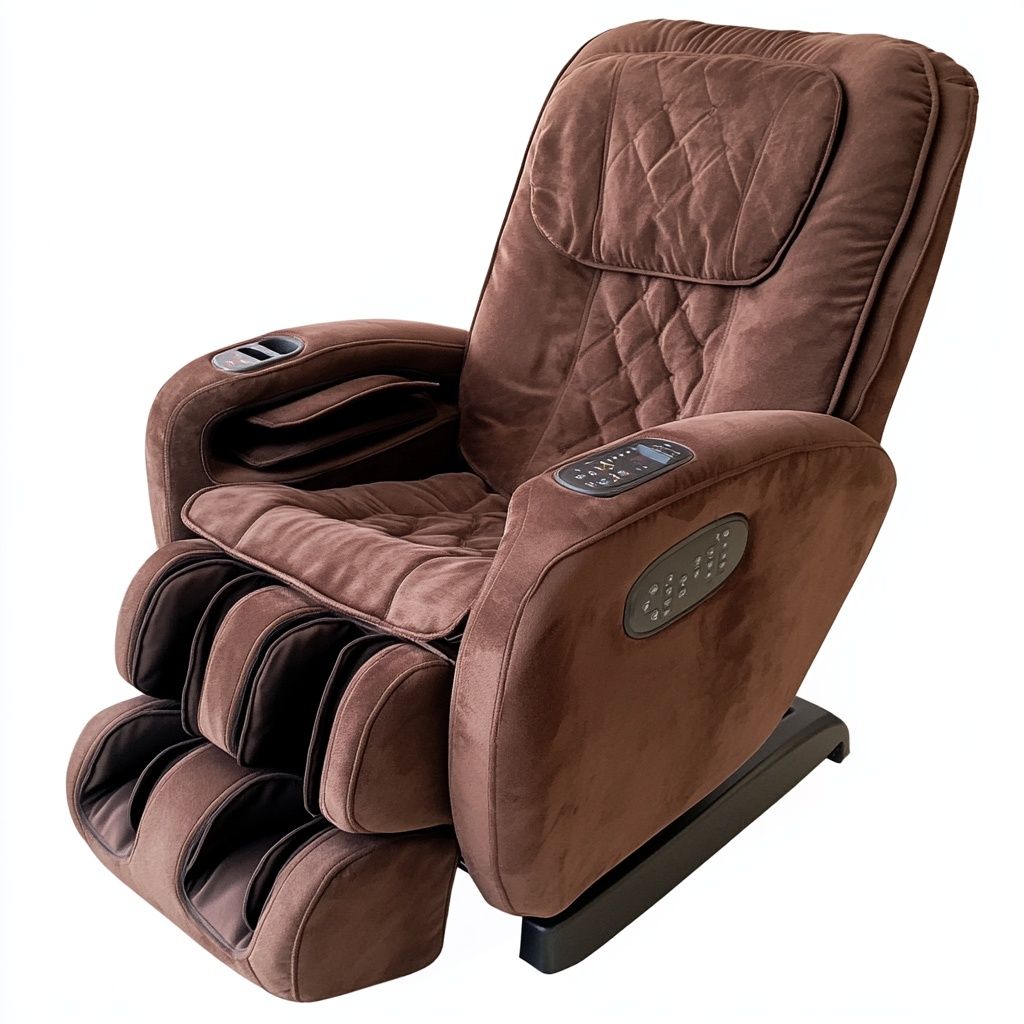 Poltrona Reclinabile Massaggiante Automatica Lussuosa Tessuto Marrone-Civerto