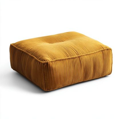 Pouf in velluto a coste rettangolare ocra-Civerto